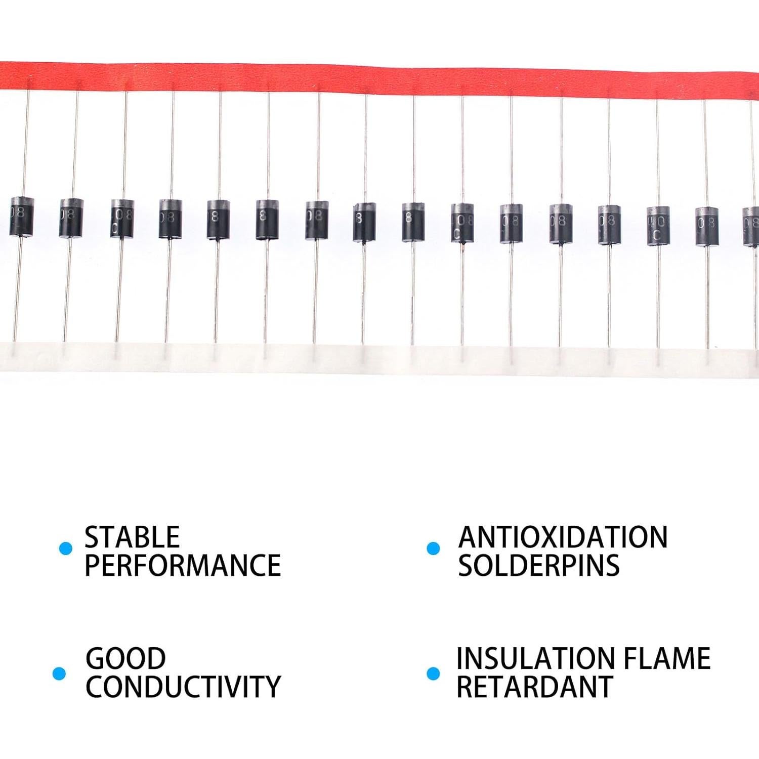 Diodo Rectificador 1N5408 Yetaida 3A 1000V Paquete 100 Piezas