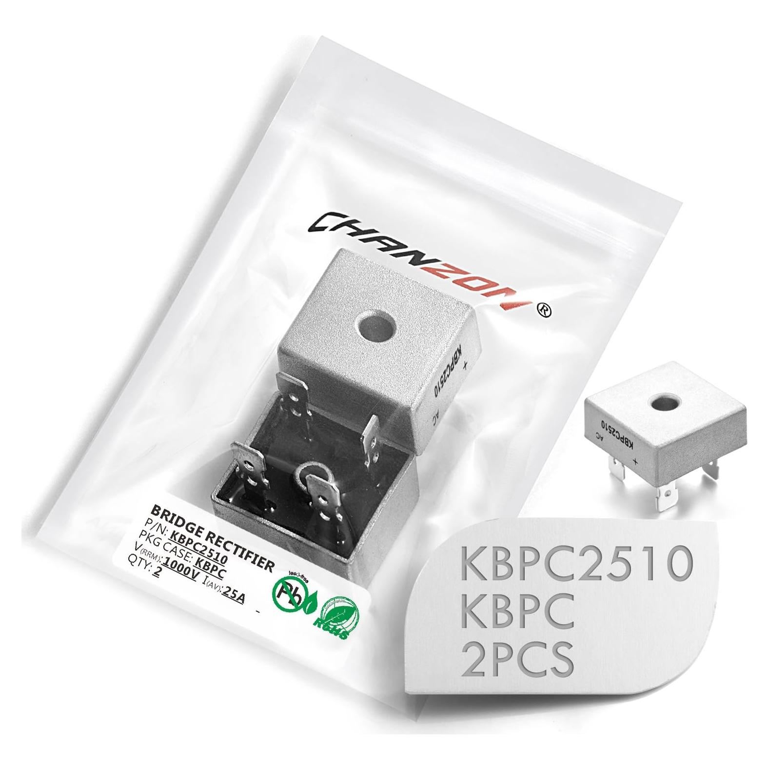 Diodo Rectificador de Puente Chanzon KBPC2510 25A 1000V - 2 Piezas