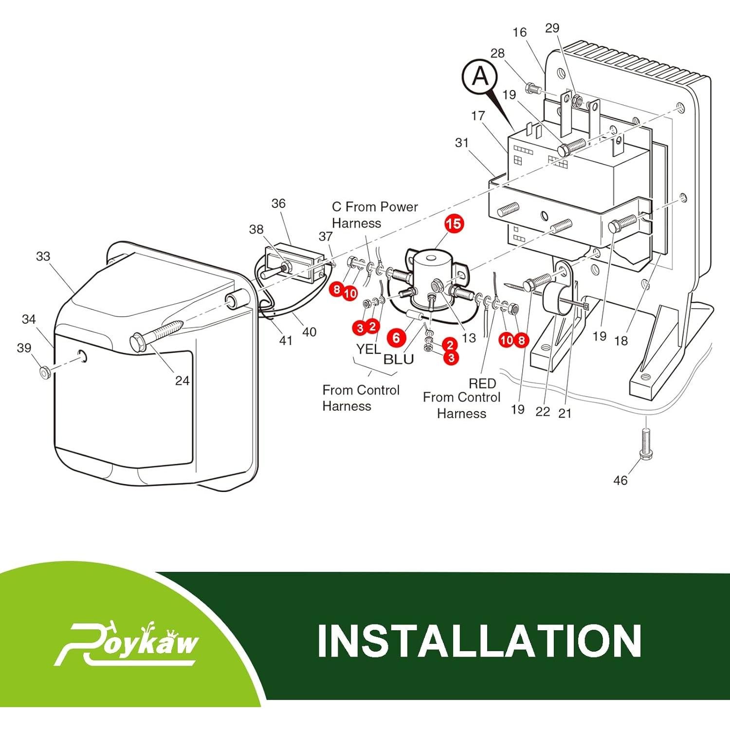 Relé de Solenoide 36V Roykaw para Carrito de Golf EZGO con Kit