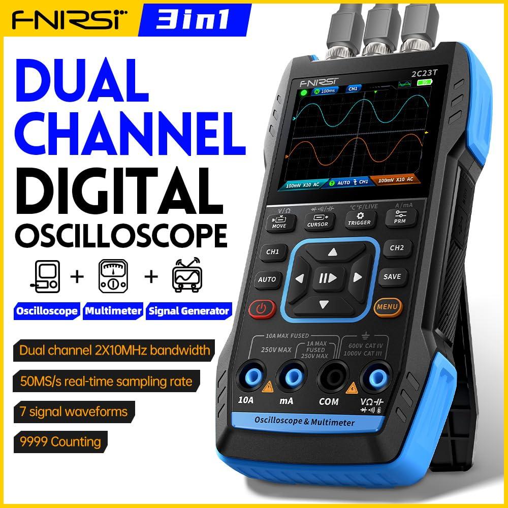 Osciloscopio Digital FNIRSI 2C23T 10MHz 2 Canales Multímetro 3 en 1