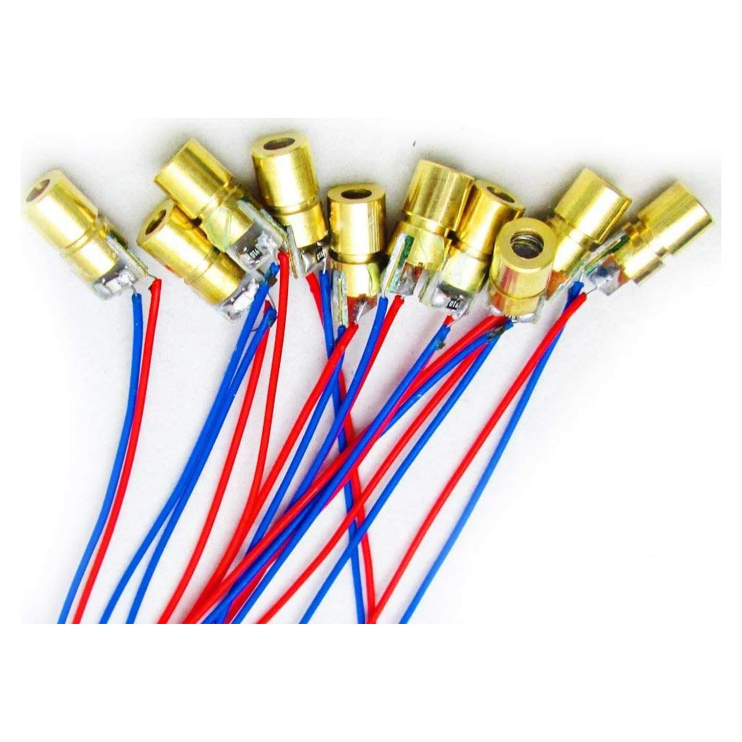 10 Piezas Cabeza de Láser Diodo Rojo 5V 650nm 5mW 6mm