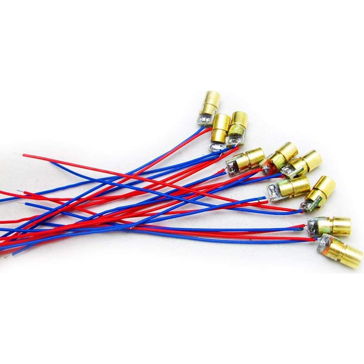 10 Piezas Cabeza de Láser Diodo Rojo 5V 650nm 5mW 6mm