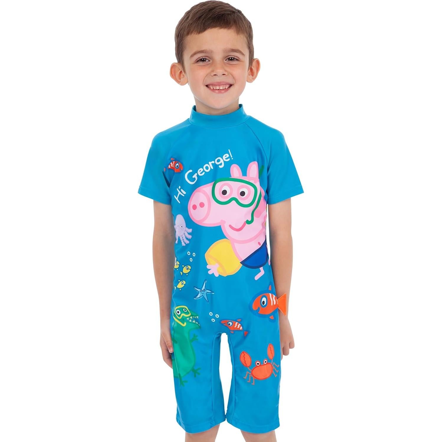Traje de baño George Pig para niños 7 Azul con estampado