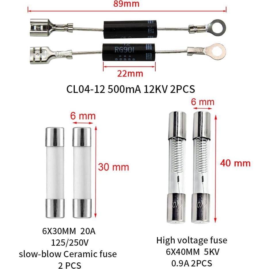 Kit de Repuestos para Microondas KOKISO - Interruptores, Diodos y Fusibles