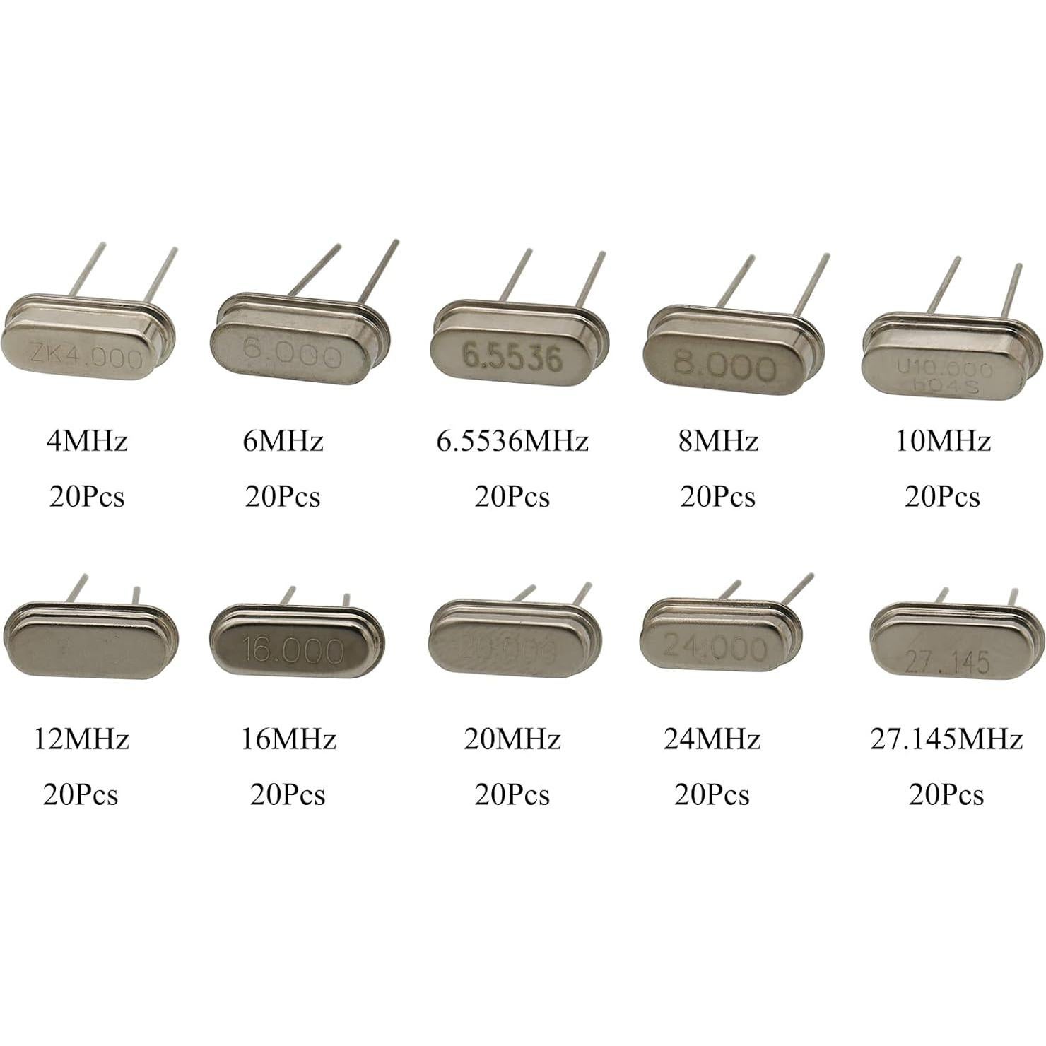 Kit de Osciladores de Cristal 200 Pcs Raogoodcx 4-27.145 MHz