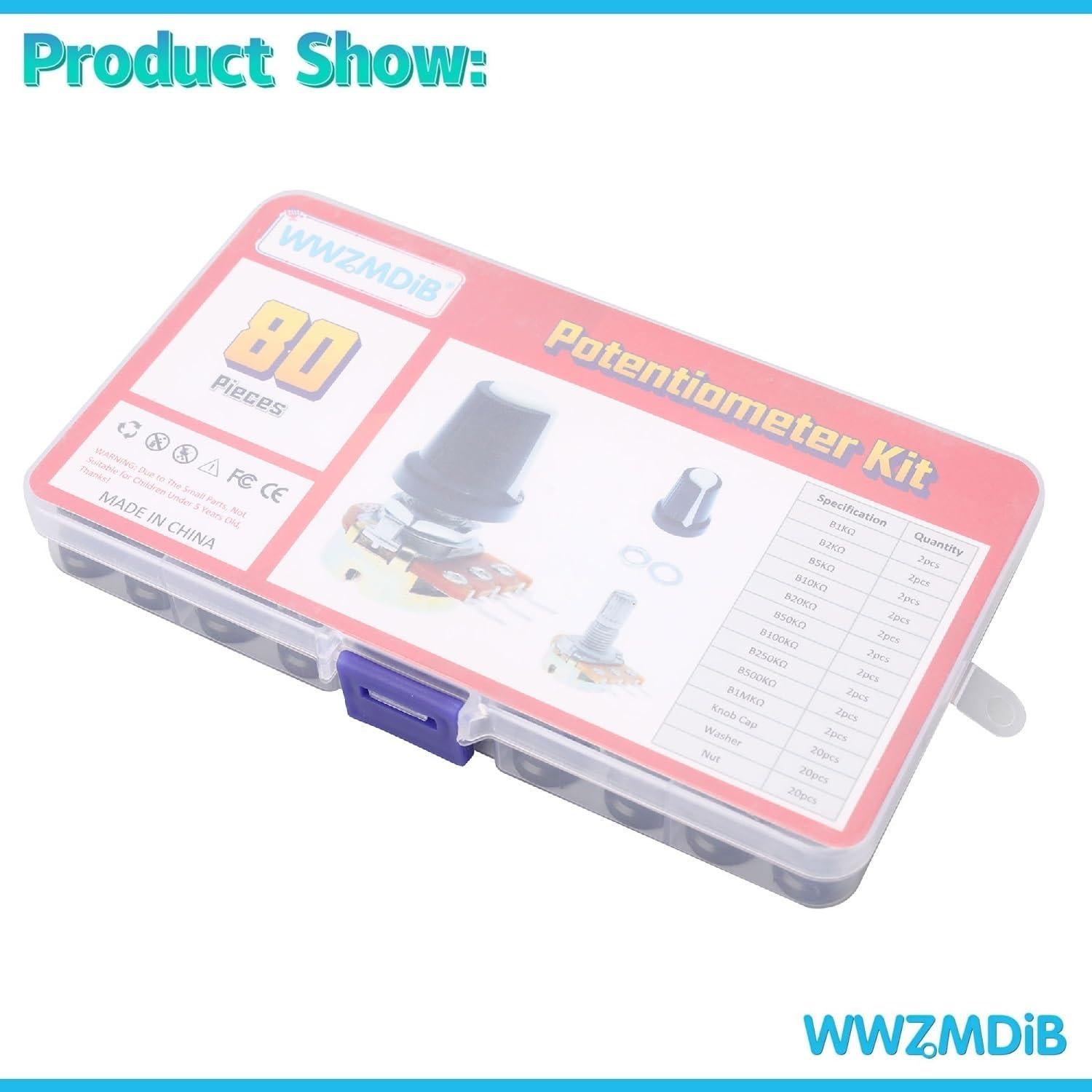 Kit de Potenciómetros Rotativos WWZMDiB 80 Pcs 1K a 1M Ohm