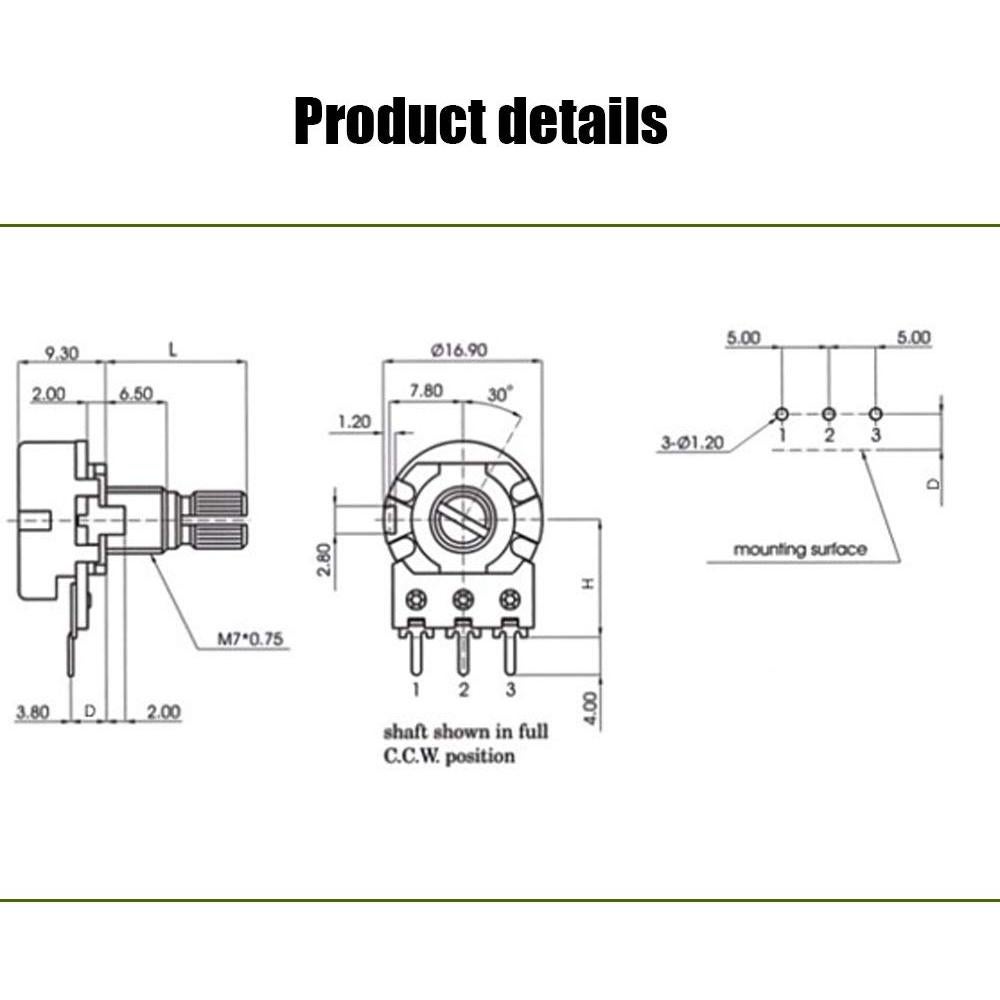 Potenciómetro Rotativo Lineal 10K Ohm Comimark 10 Pcs 3 Pines