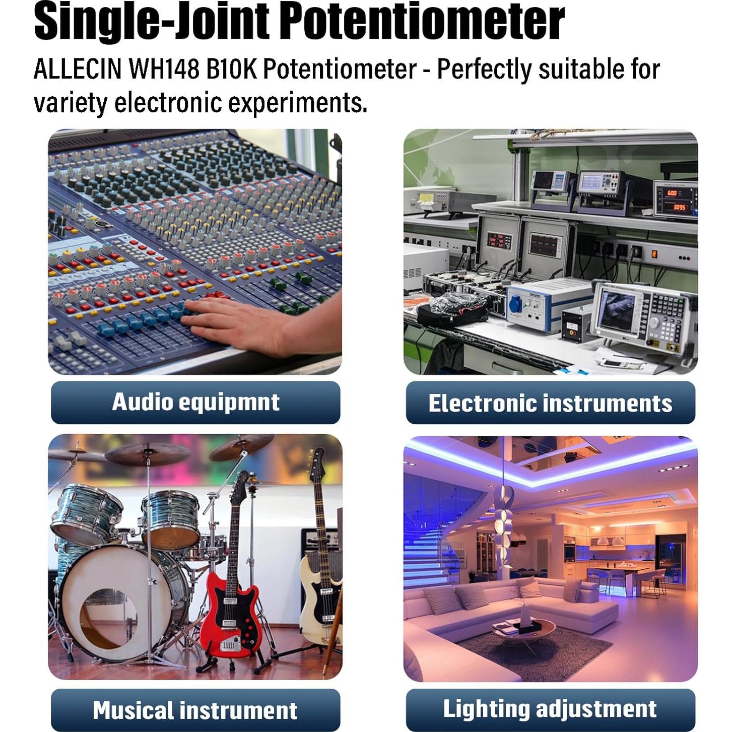 Potenciómetro ALLECIN WH148 B10K 10K 35 Piezas con Perillas