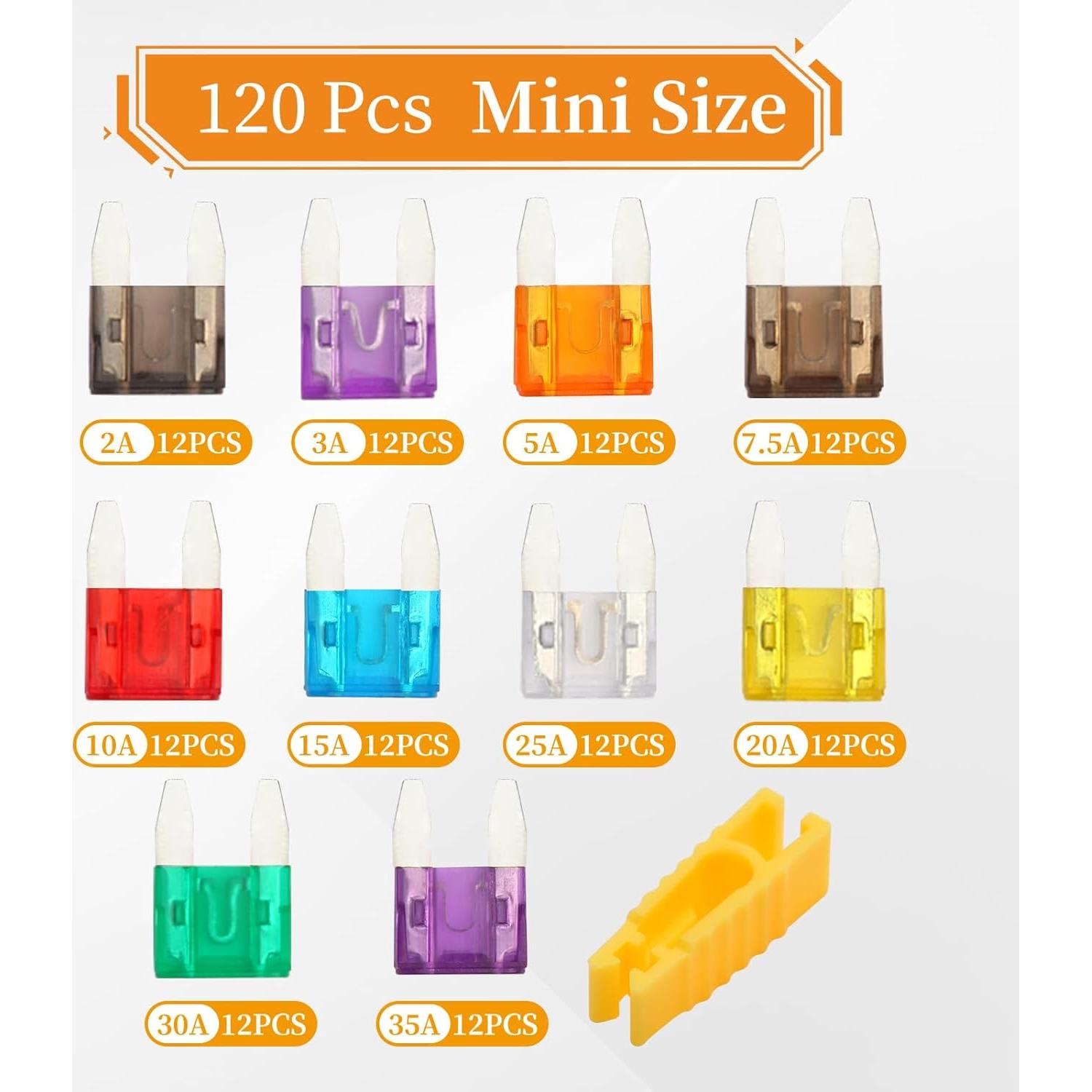 Kit de Mini Fusibles 120 Piezas Liamner 2A a 35A Automóvil