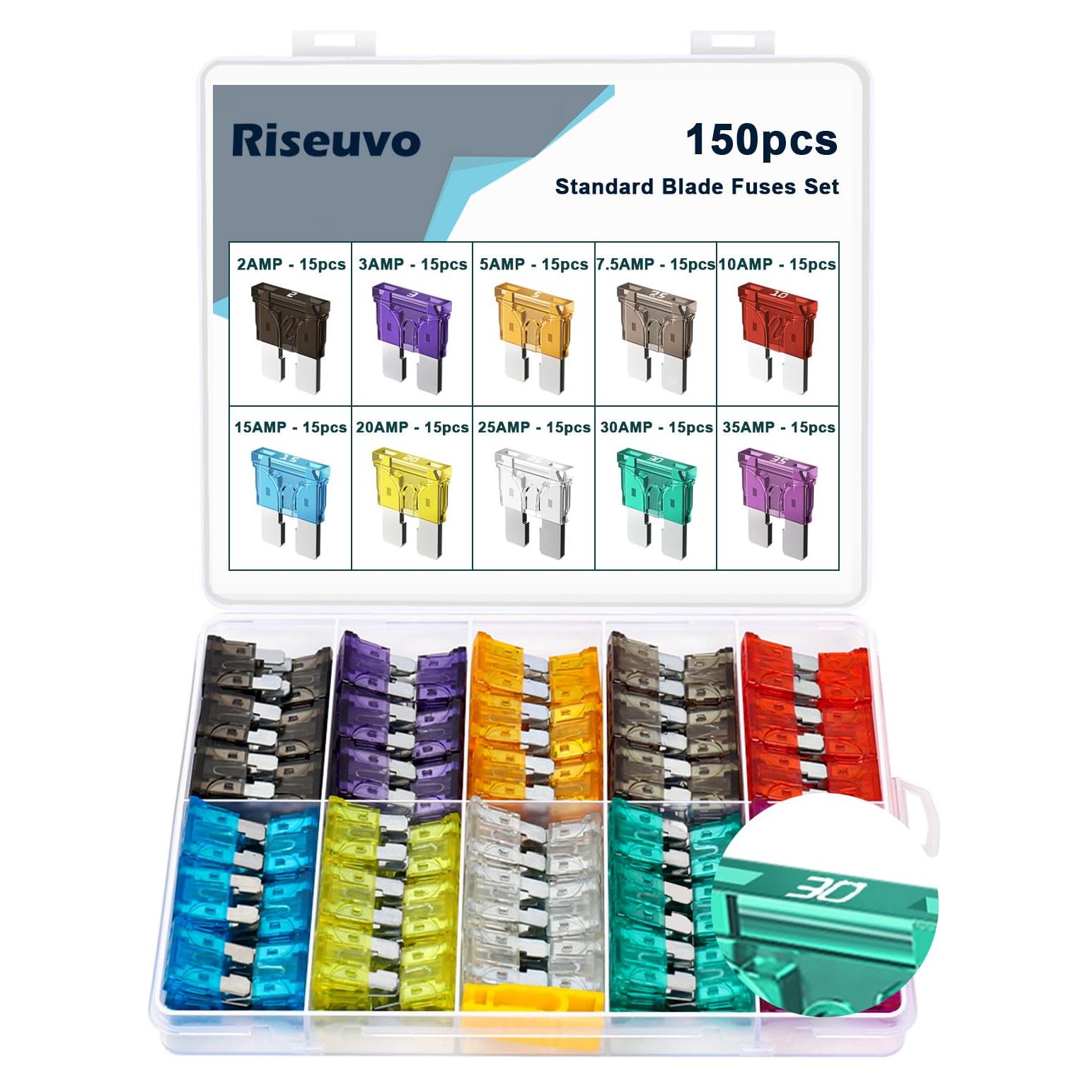 Kit de Fusibles Automotrices Riseuvo 150 Piezas ATO/ATC