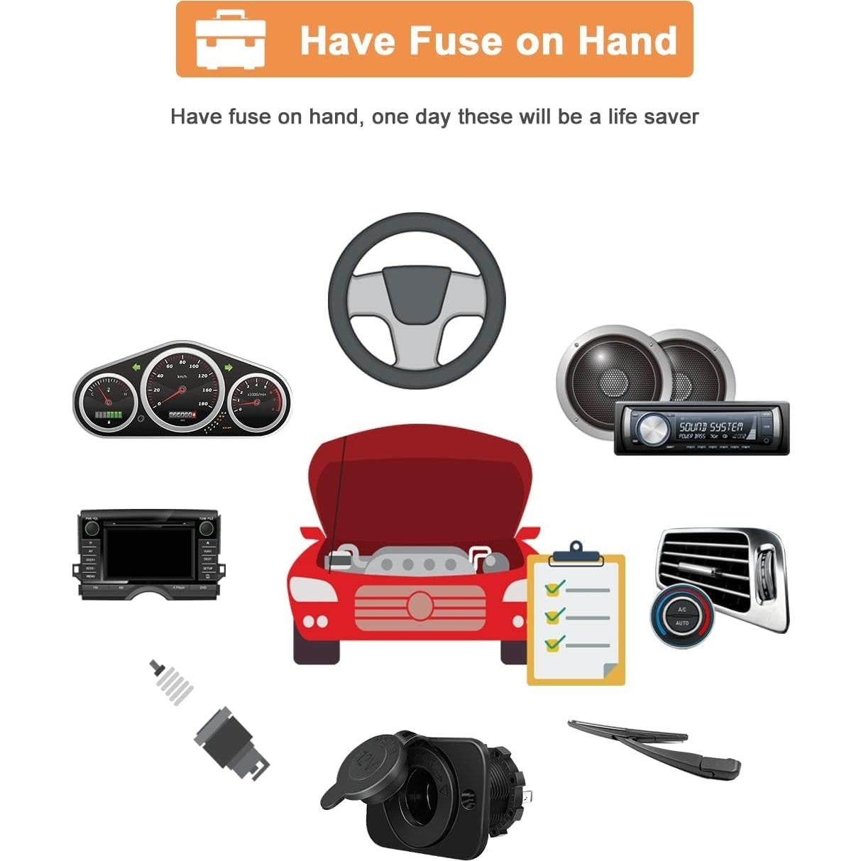 Kit de Fusibles Automotrices Riseuvo 150 Piezas ATO/ATC