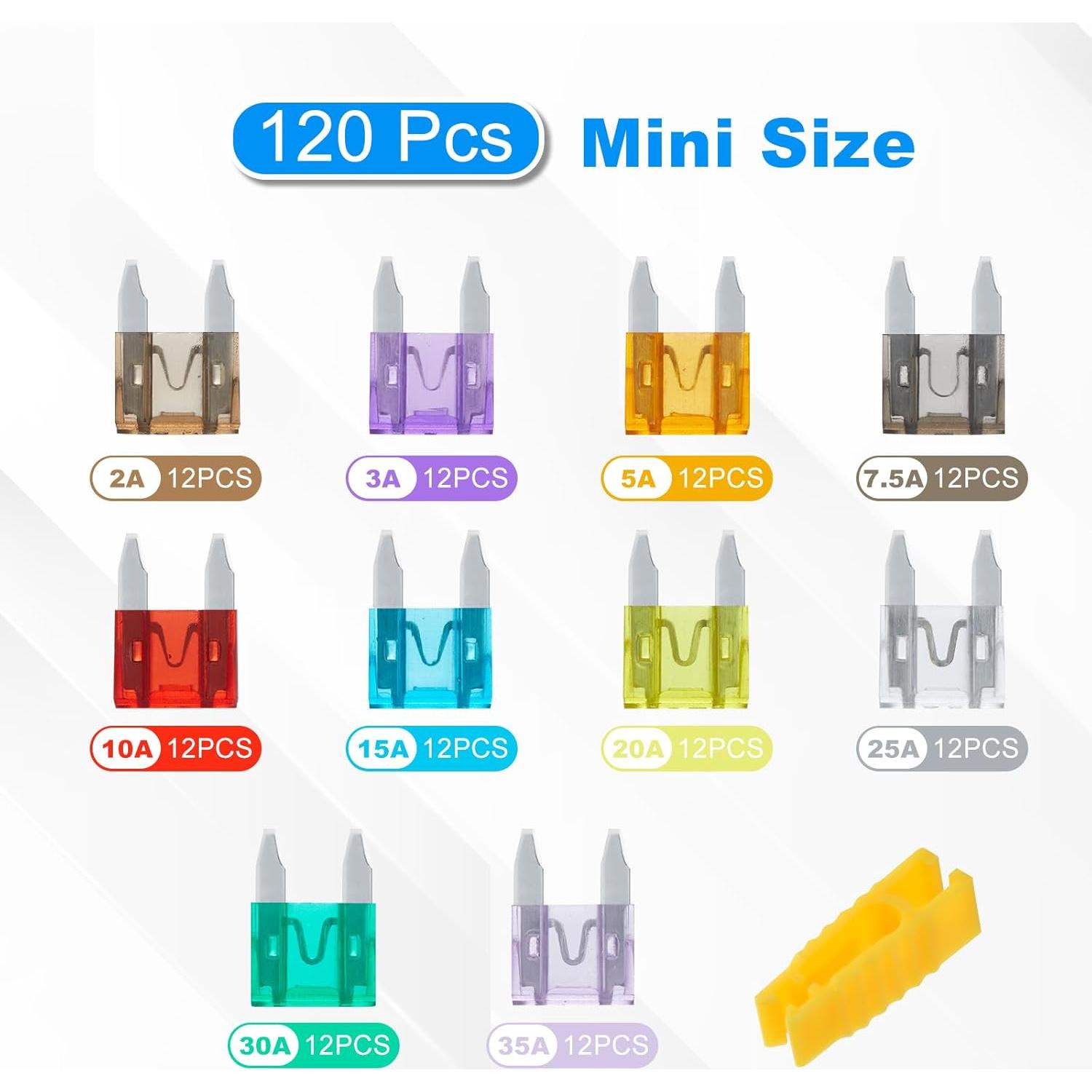 Kit de Fusibles Mini LLEZZA 120 Piezas 2A-35A Automotriz