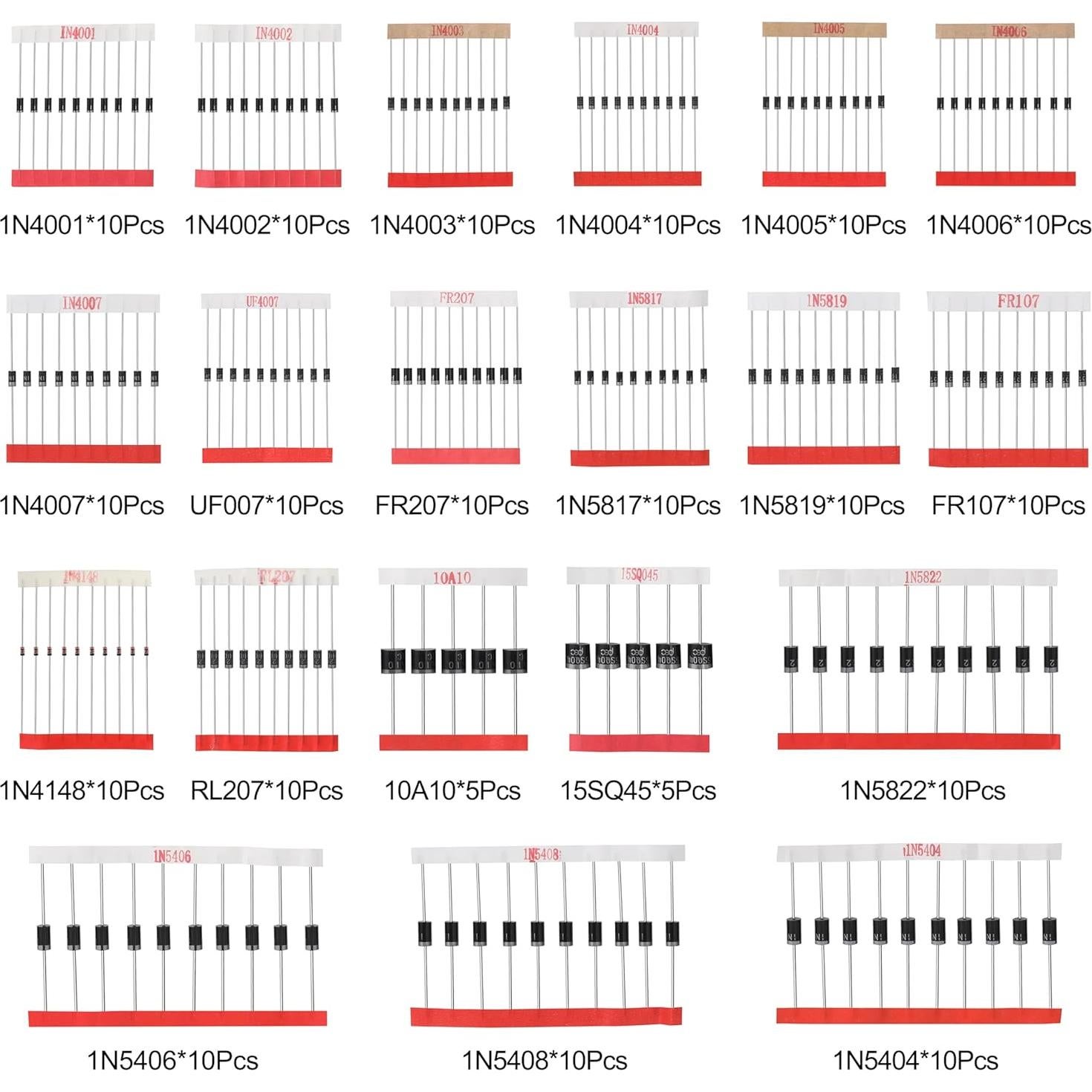 Kit de Diodos Rectificadores Schottky Upvivi - 20 Valores
