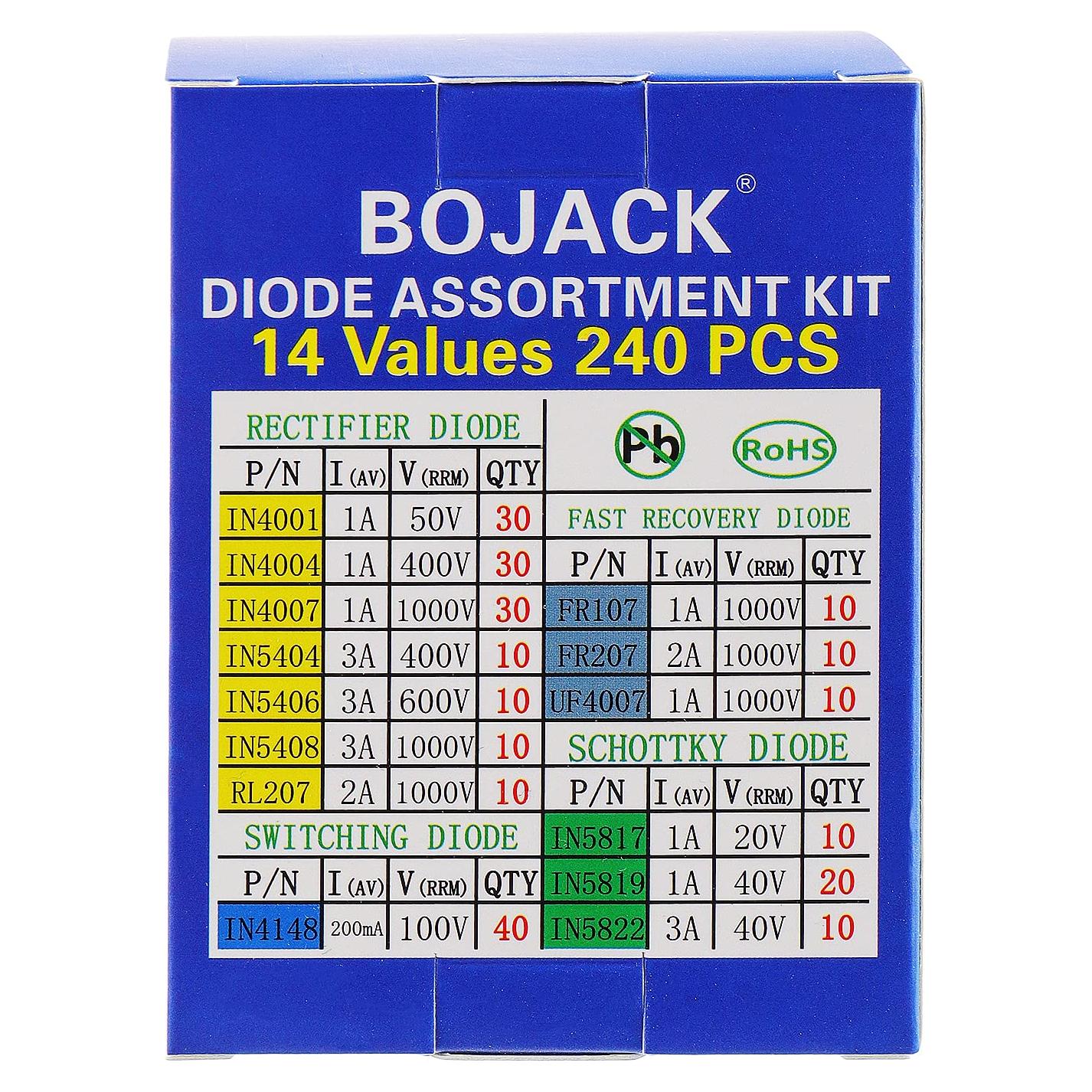 Kit de Diodos Surtido BOJACK 240 pcs 14 Valores Electrónicos