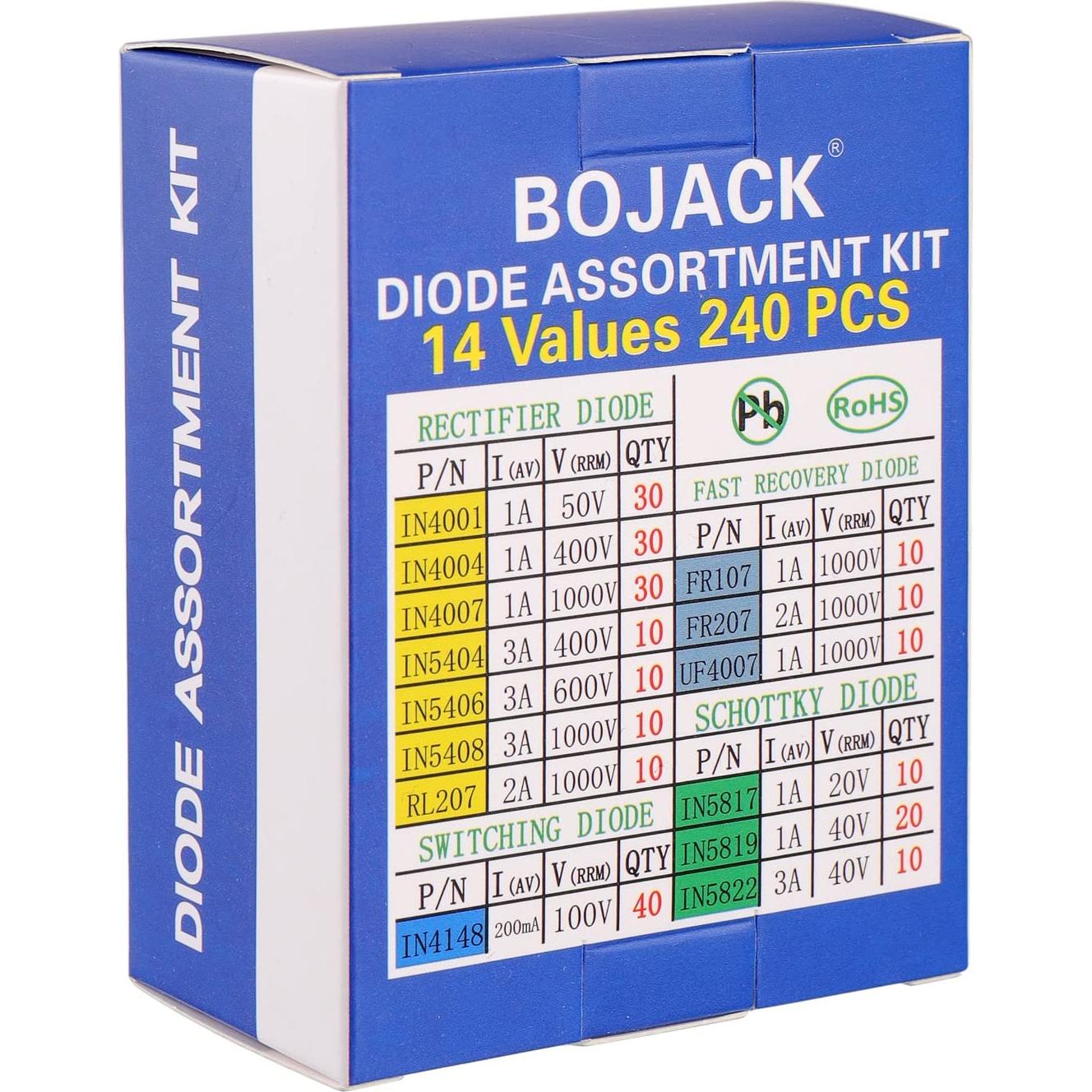 Kit de Diodos Surtido BOJACK 240 pcs 14 Valores Electrónicos