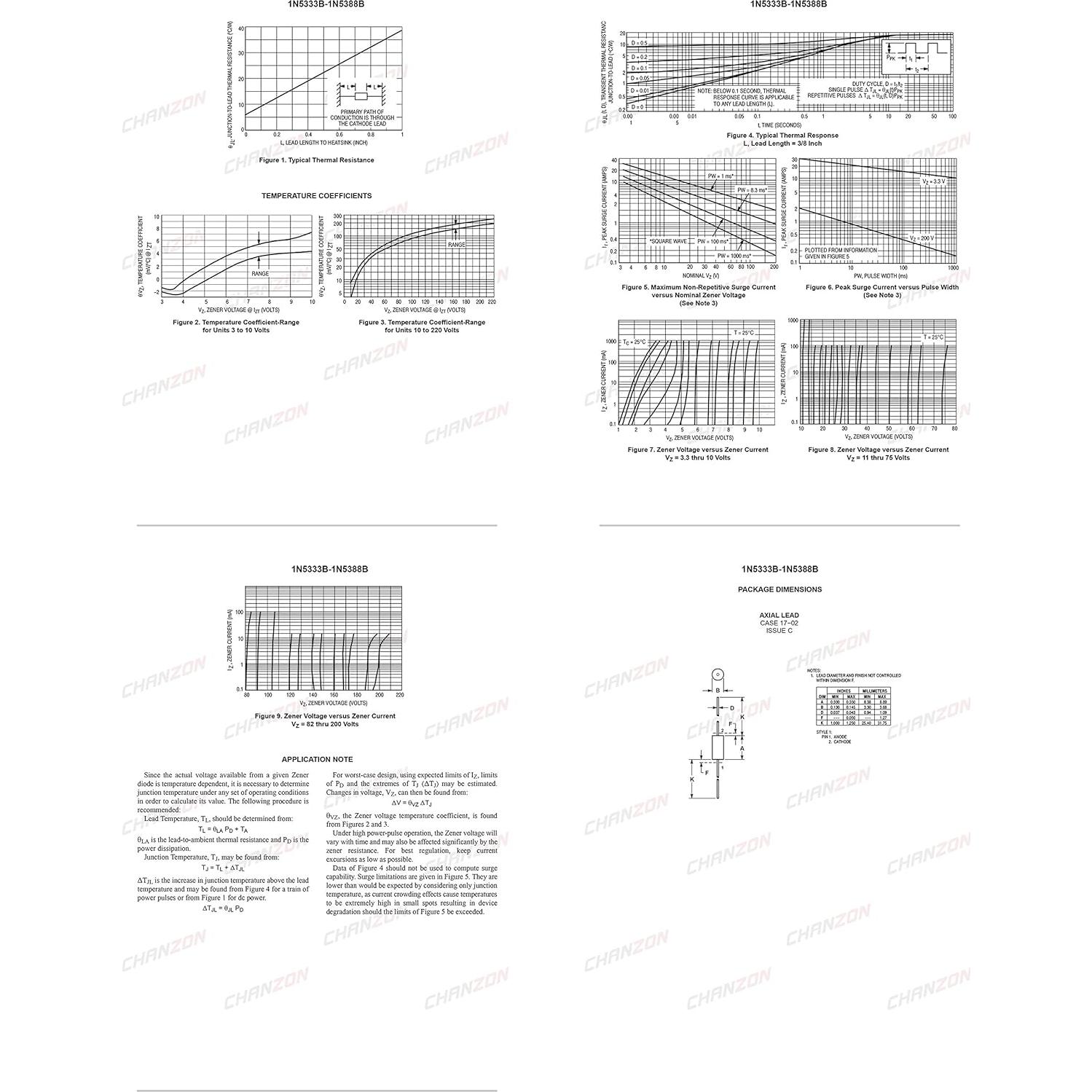 Paquete de 20 Diodos Zener Chanzon 1N5349B 12V 5W T-18