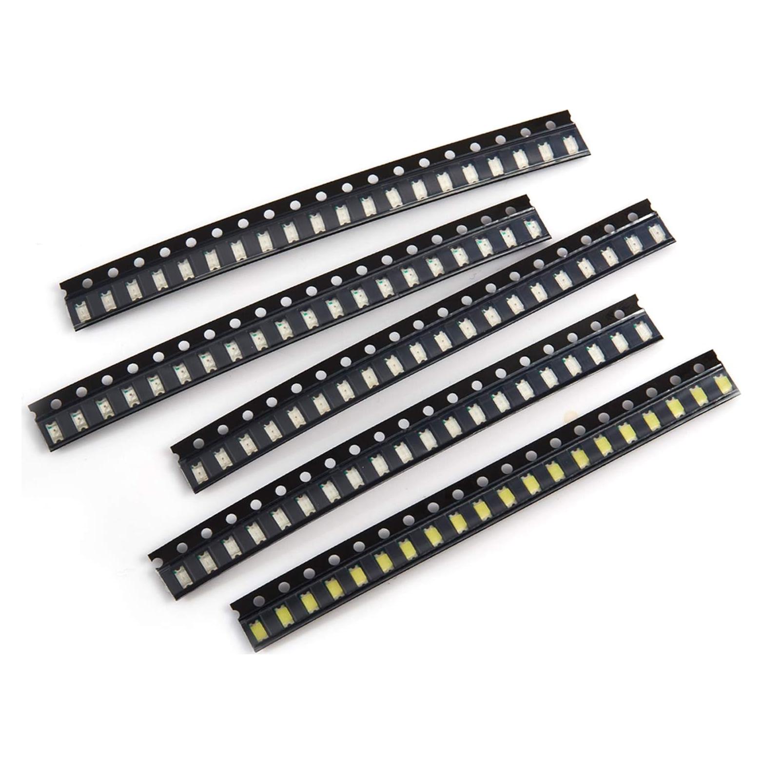 CHANZON (5 Colors x 20 pcs = 100 pcs 1206 SMD LED Diode Lights Assorted Kit (Mini Chip 3.2mm x 1.6mm for PCB DC 20mA) Super Bright Lighting Bulb Lamps Electronics Components Light Emitting Diodes