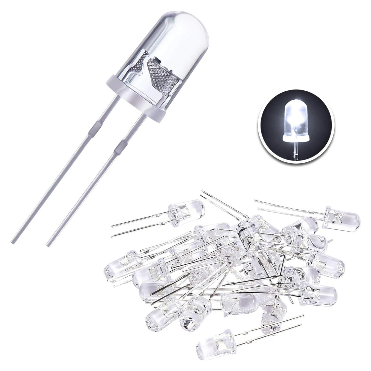 Kit de 100 Diodos LED 5 mm eBoot Blancos para Proyectos