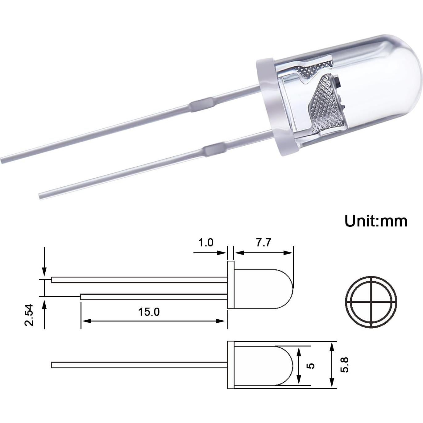 Kit de 100 Diodos LED 5 mm eBoot Blancos para Proyectos
