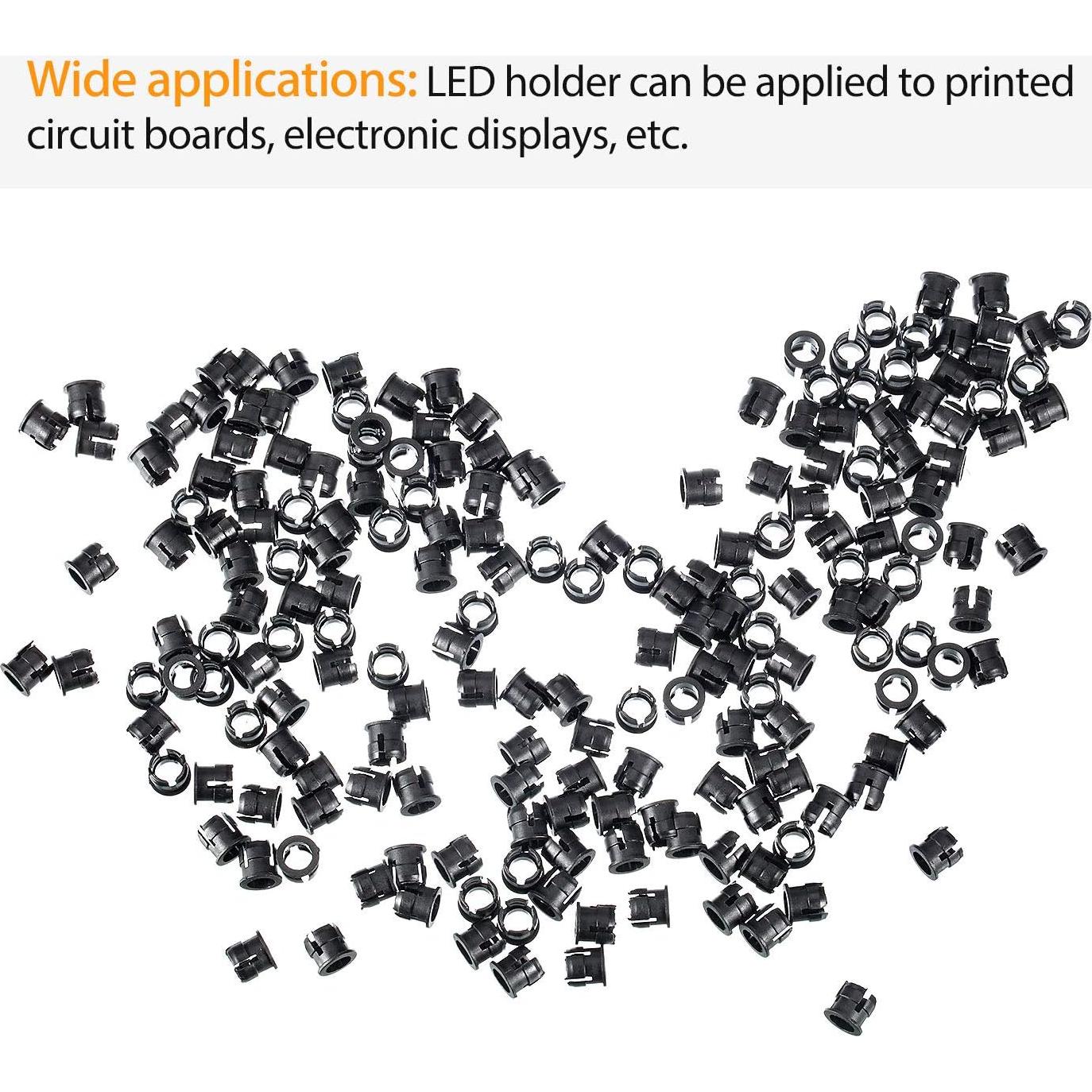 Mudder 200 Clips Soporte LED 5 mm Negro para Montaje