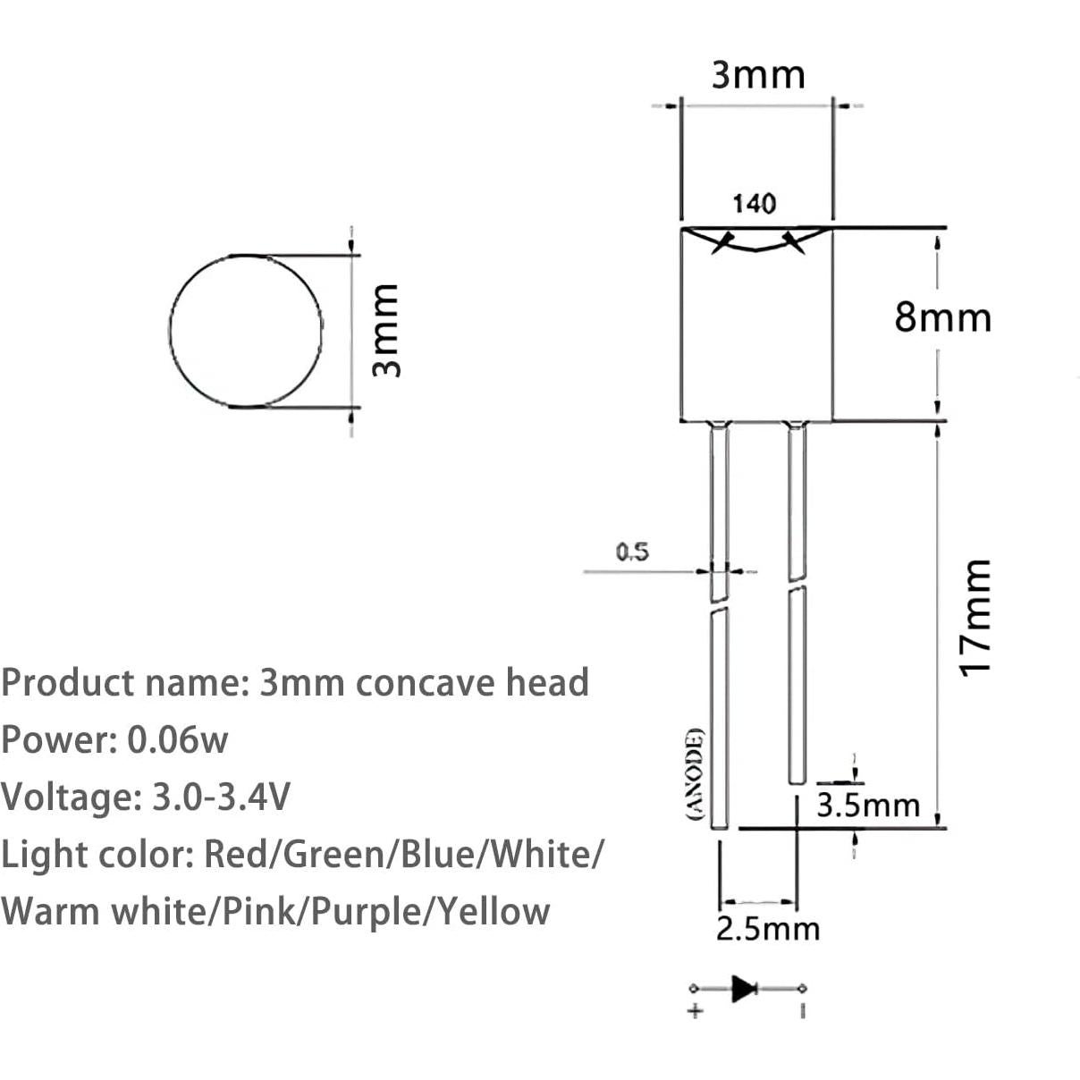 Diodos LED 3mm Rojos Fly Sky - 120 Piezas Alta Luminosidad