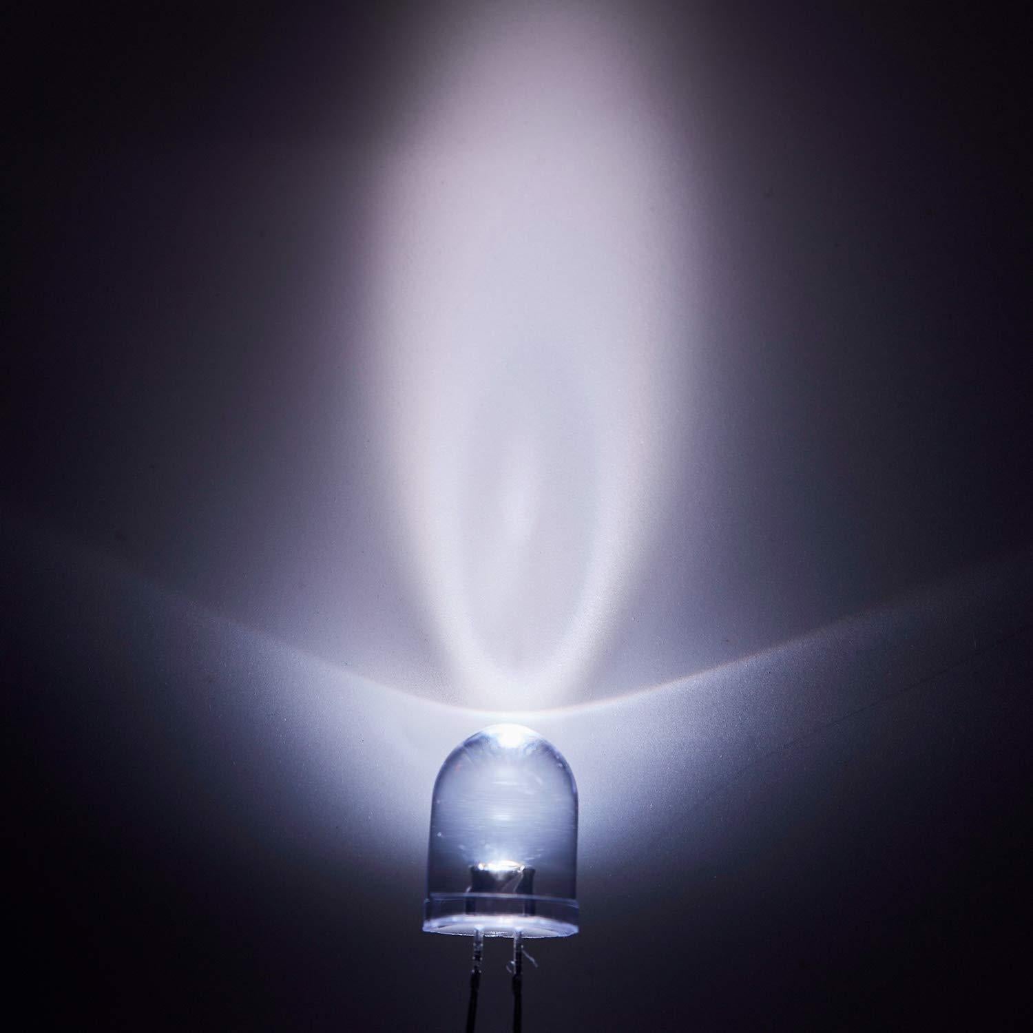 Diodos LED Blancos 10mm CHANZON 50 Piezas 3V 20mA