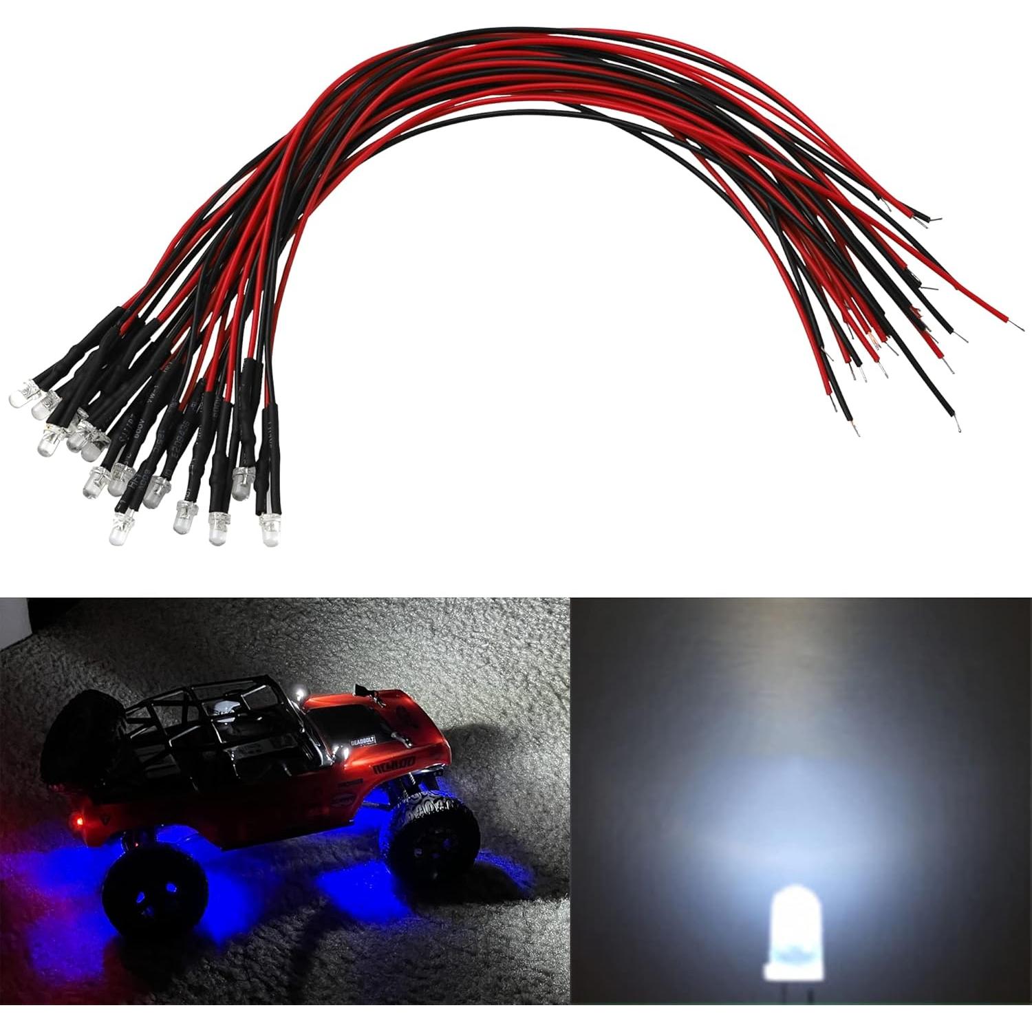 15 Diodos LED Pre-cableados HIRCQOO 12V para RC Crawler 1/10