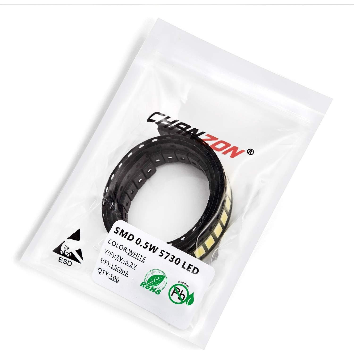 100 LEDs SMD CHANZON 5730 Blanco 6000K 55LM 3V