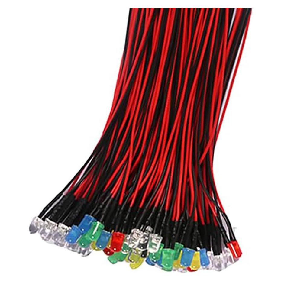 Kit de 70 Luces LED Diodos 5mm Pre Cableados ALAMSCN 12V RGB