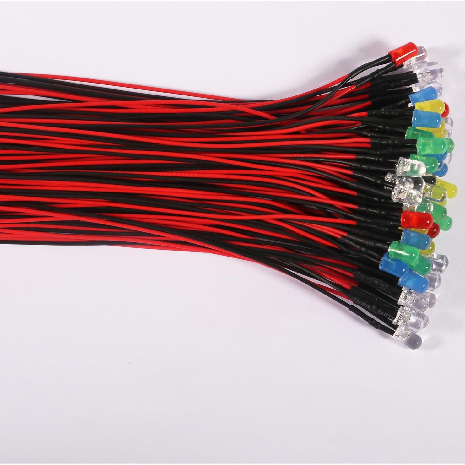 Kit de 70 Luces LED Diodos 5mm Pre Cableados ALAMSCN 12V RGB