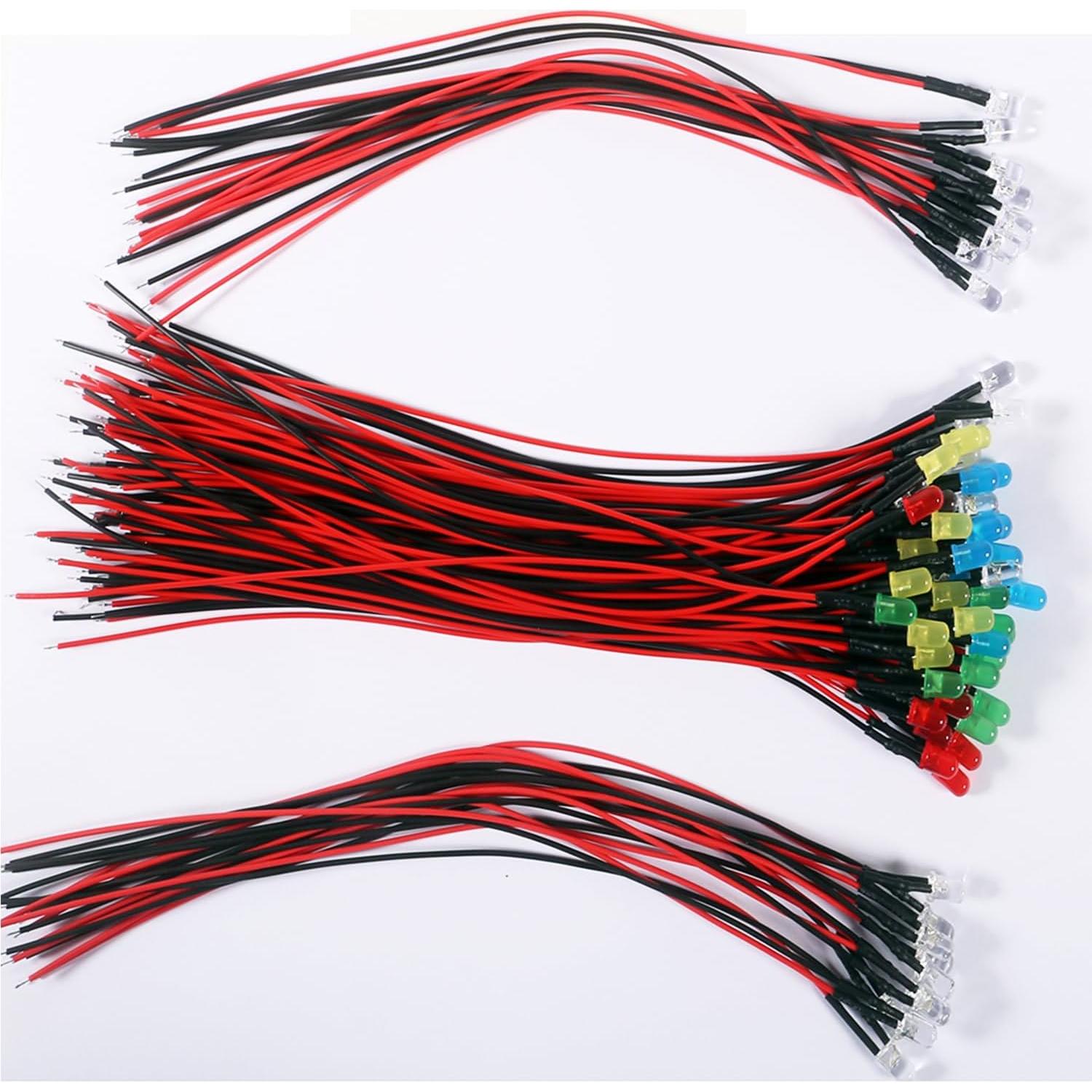 Kit de 70 Luces LED Diodos 5mm Pre Cableados ALAMSCN 12V RGB