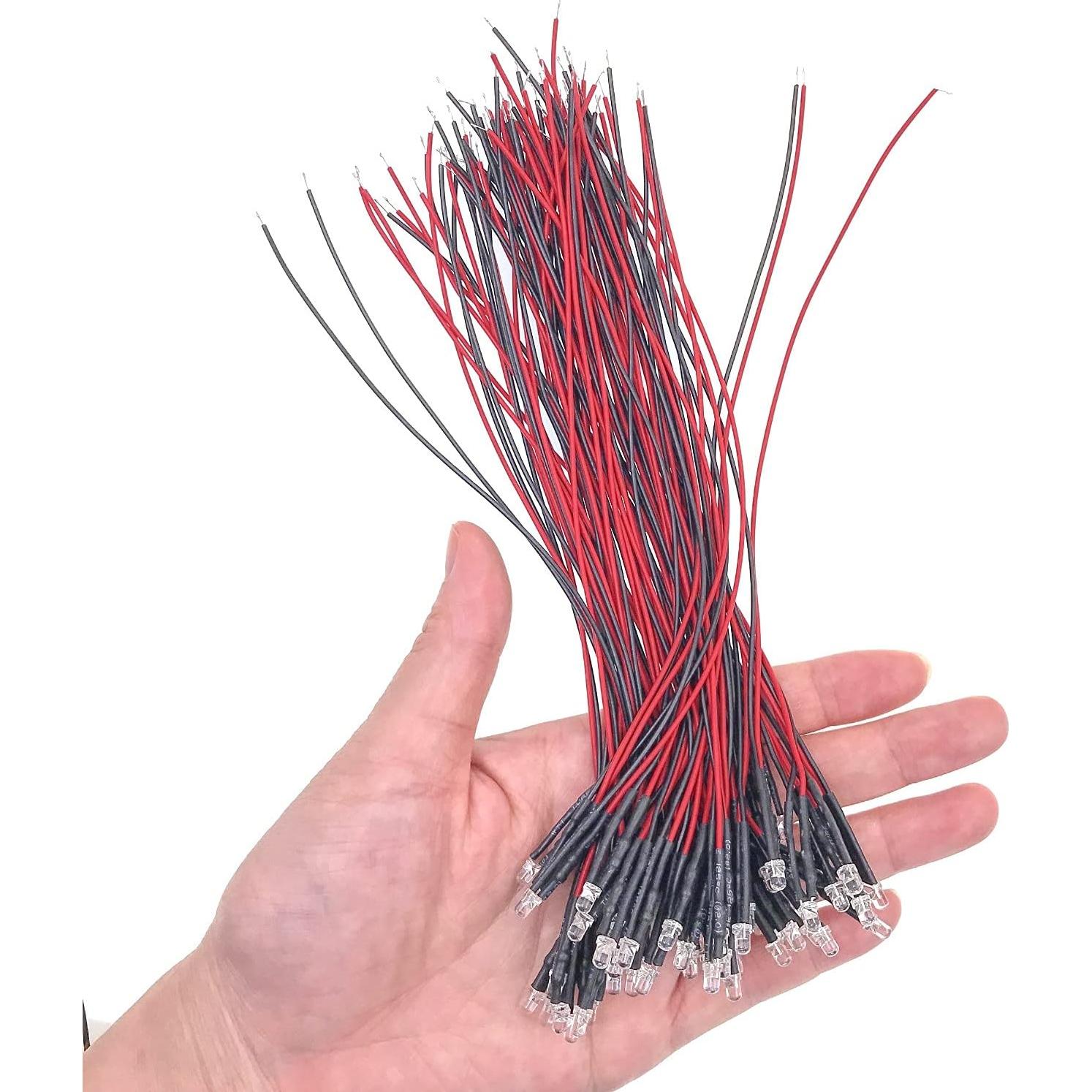 50 Diodos LED Blancos 3mm JZK 12V Pre-Cableados 20cm