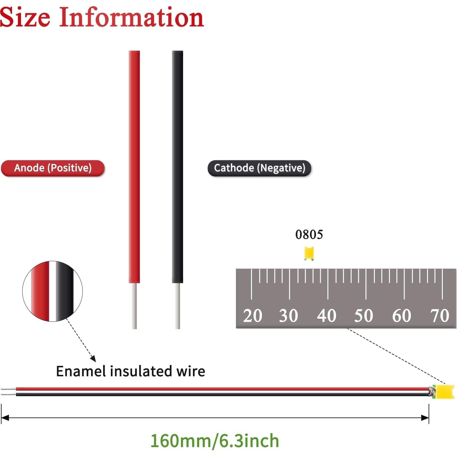 DiCUNO 20 Micro LEDs SMD 0805 Pre-cableados 16cm Blanco