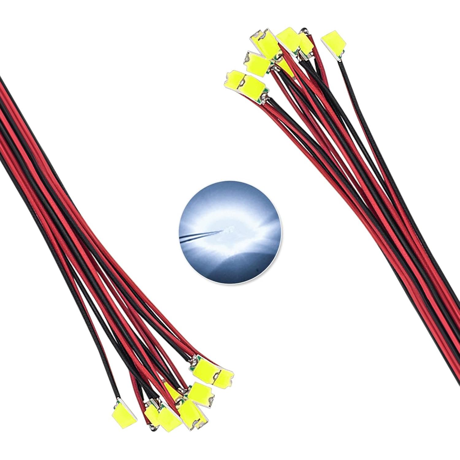 DiCUNO 20 Micro LEDs SMD 0805 Pre-cableados 16cm Blanco