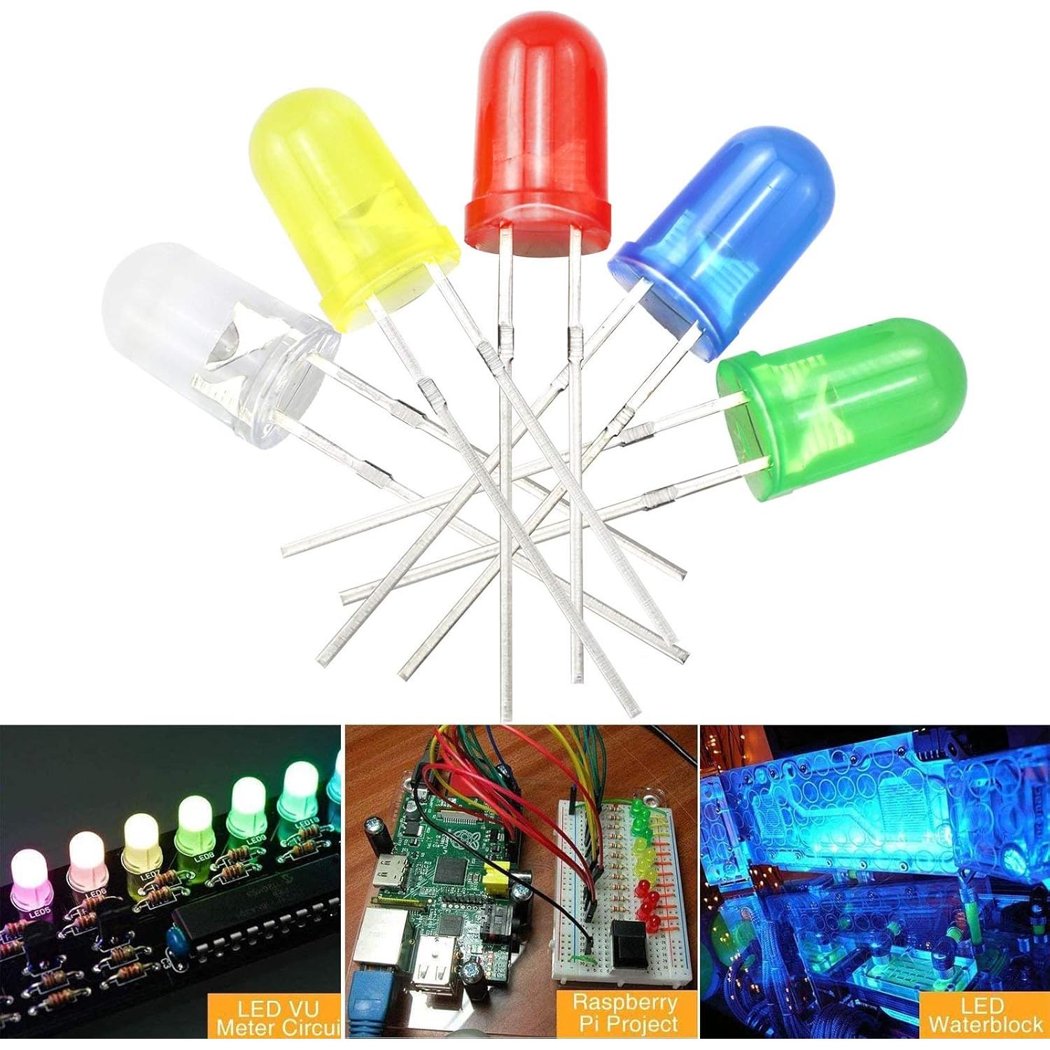 Kit 200 Diodos LED 5mm ZZHXSM 5 Colores para Proyectos