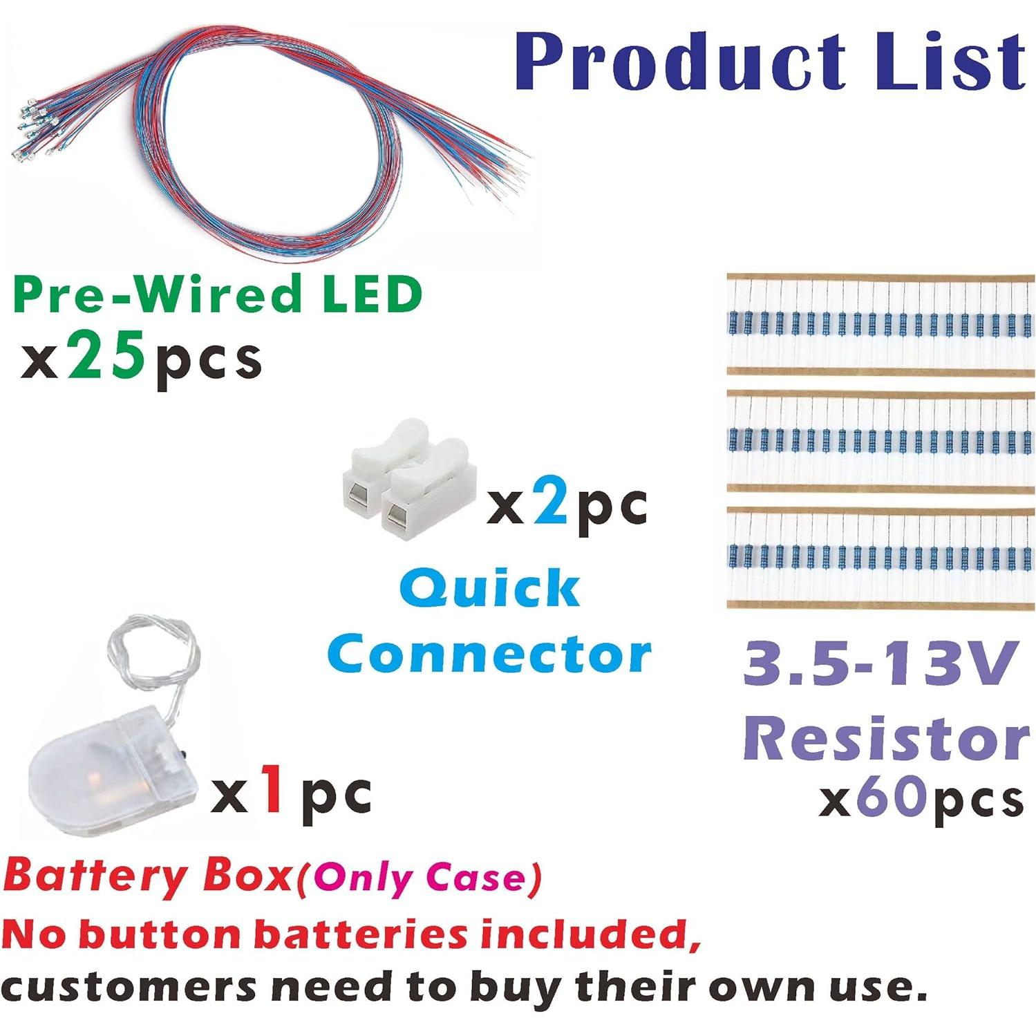25 LEDs SMD 0805 Pre-cableados ZZHOB Luz Blanca Continua