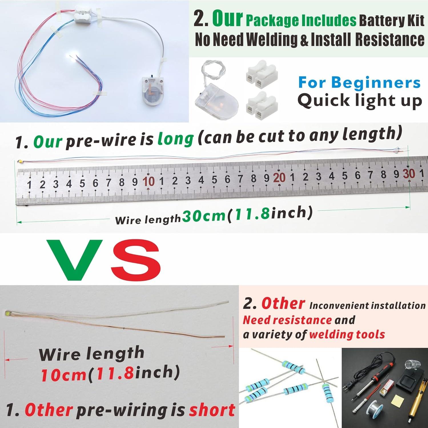 25 LEDs SMD 0805 Pre-cableados ZZHOB Luz Blanca Continua