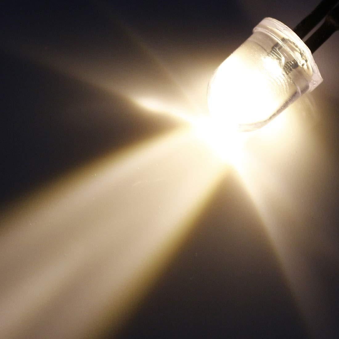 10 LEDs Pre Cableados 10mm uxcell Blanco Cálido DC 3-6V