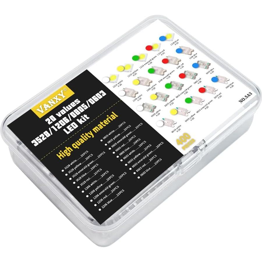 Kit de 400 LEDs SMD 20 tipos 1210 1206 0805 0603 VANXY