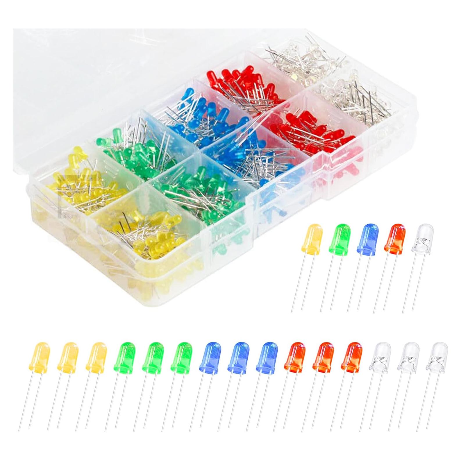 Luces LED Parpadeantes 5mm Kit 200 Piezas 5 Colores