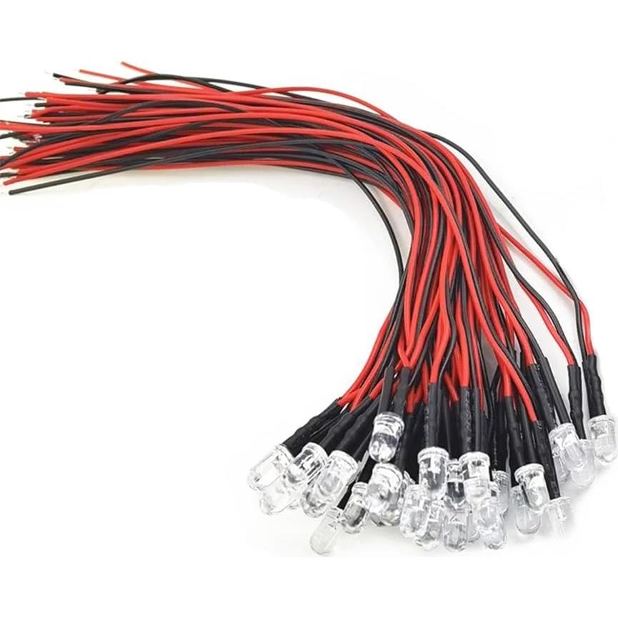 20 Luces LED Parpadeantes Rojas 5mm Pre Cableadas 12V