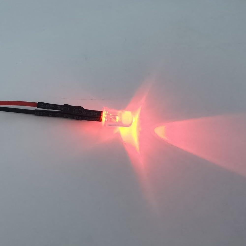 20 Luces LED Parpadeantes Rojas 5mm Pre Cableadas 12V