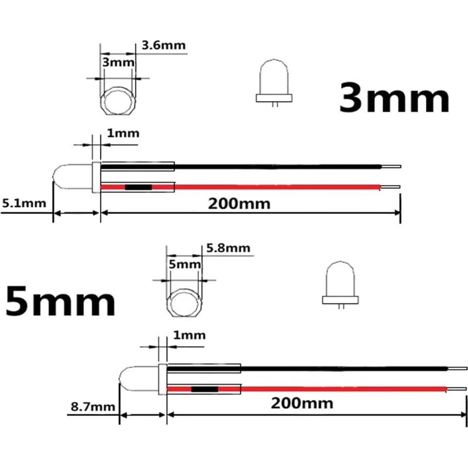 Luz LED Parpadeante 12V 5mm - 50pcs Colores Variados