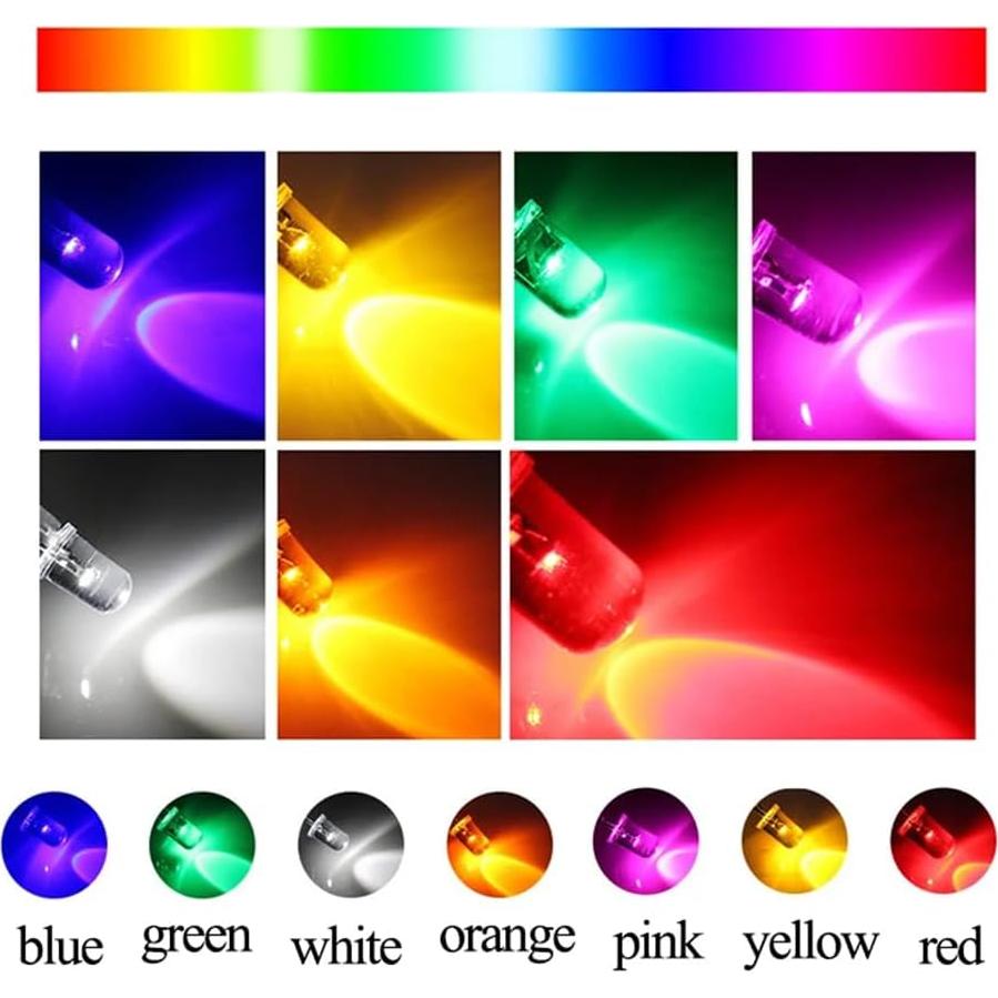 Luz LED Parpadeante 12V 5mm - 50pcs Colores Variados