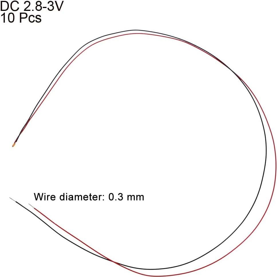 uxcell 10 LEDs Preconectados 0402 Blanco Cálido 20cm DC 2.8-3V