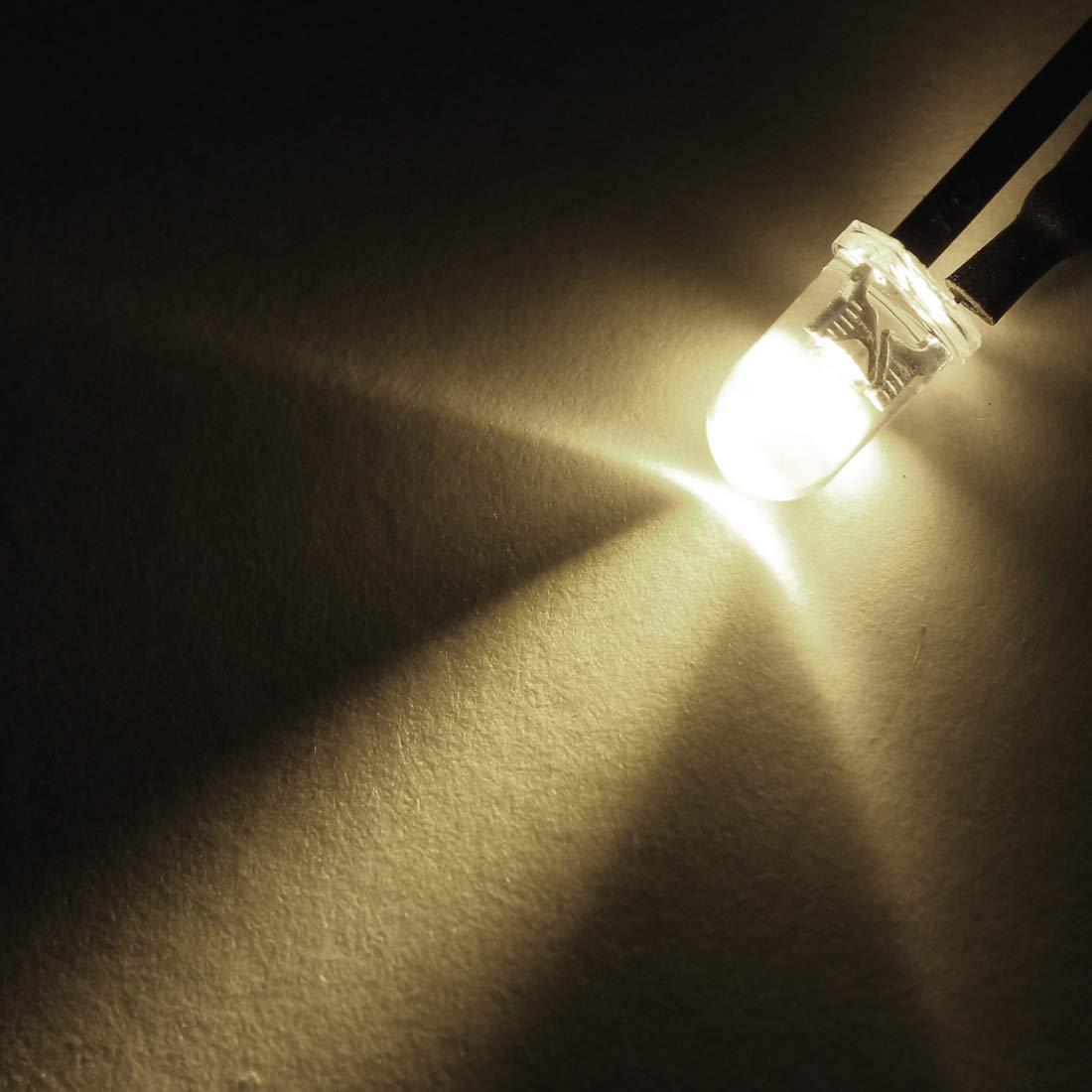 3 Piezas LED 5mm Pre Cableado uxcell Blanco Cálido DC9-12V