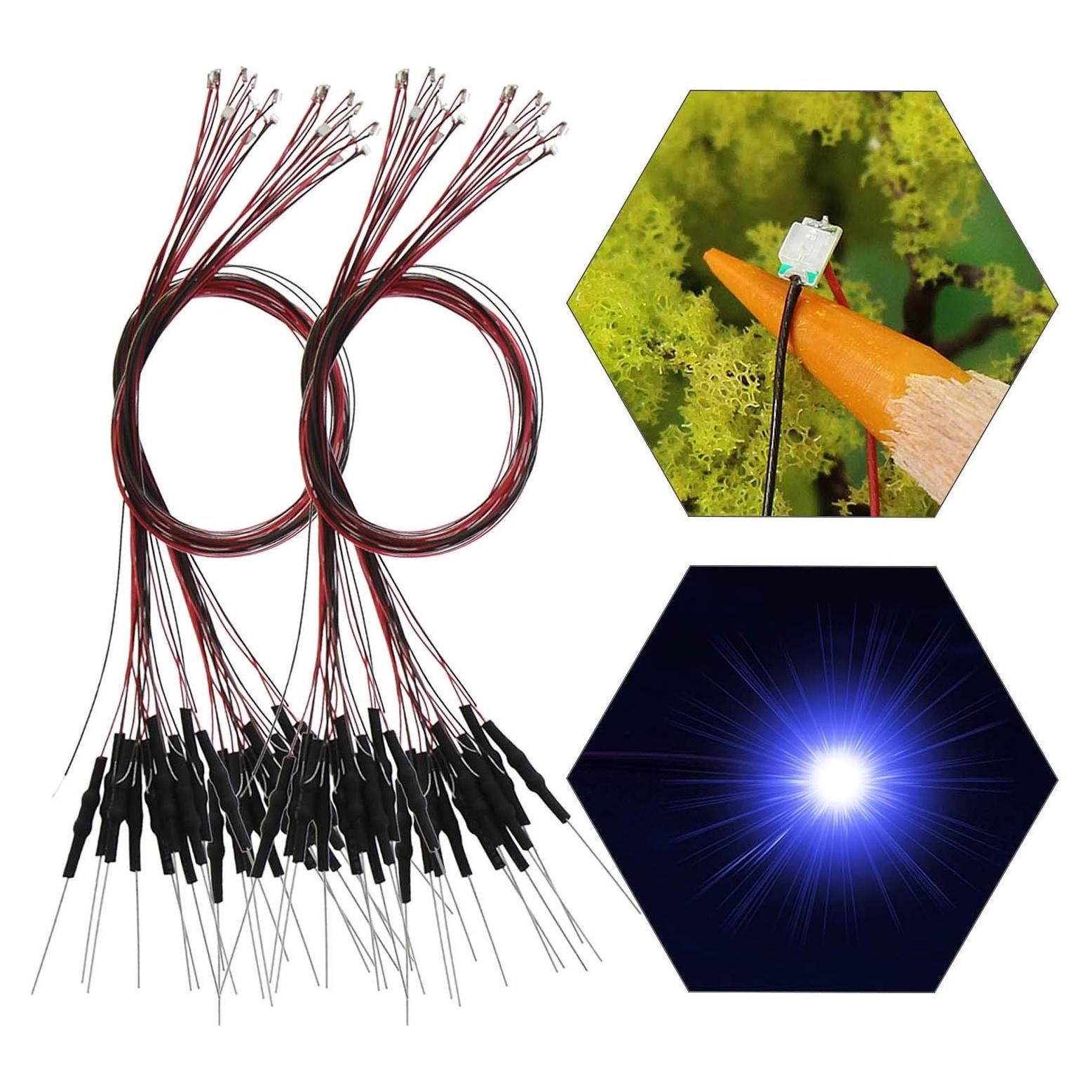 40 LEDs Preconectados 0805 Evemodel Azul 12V 20cm