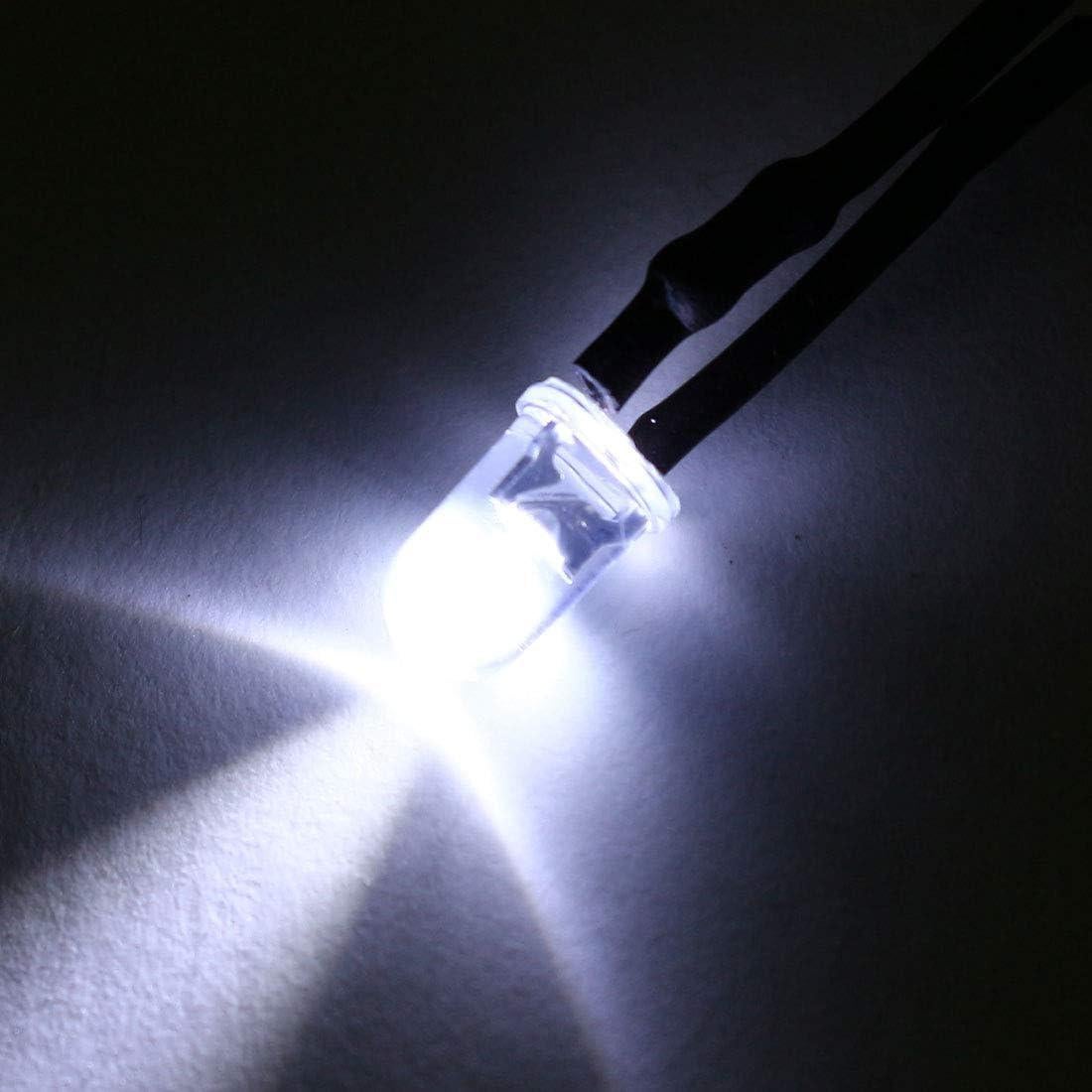 5 Piezas LED 5mm Pre Cableados uxcell Blanco DC 24V