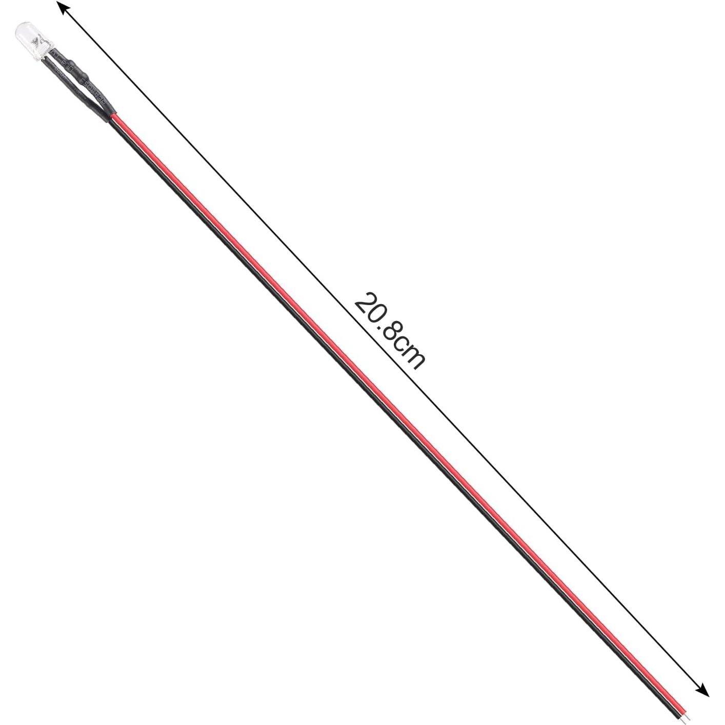 50 LEDs Pre Cableados 5mm ACEIRMC 12V Luz Roja 20cm