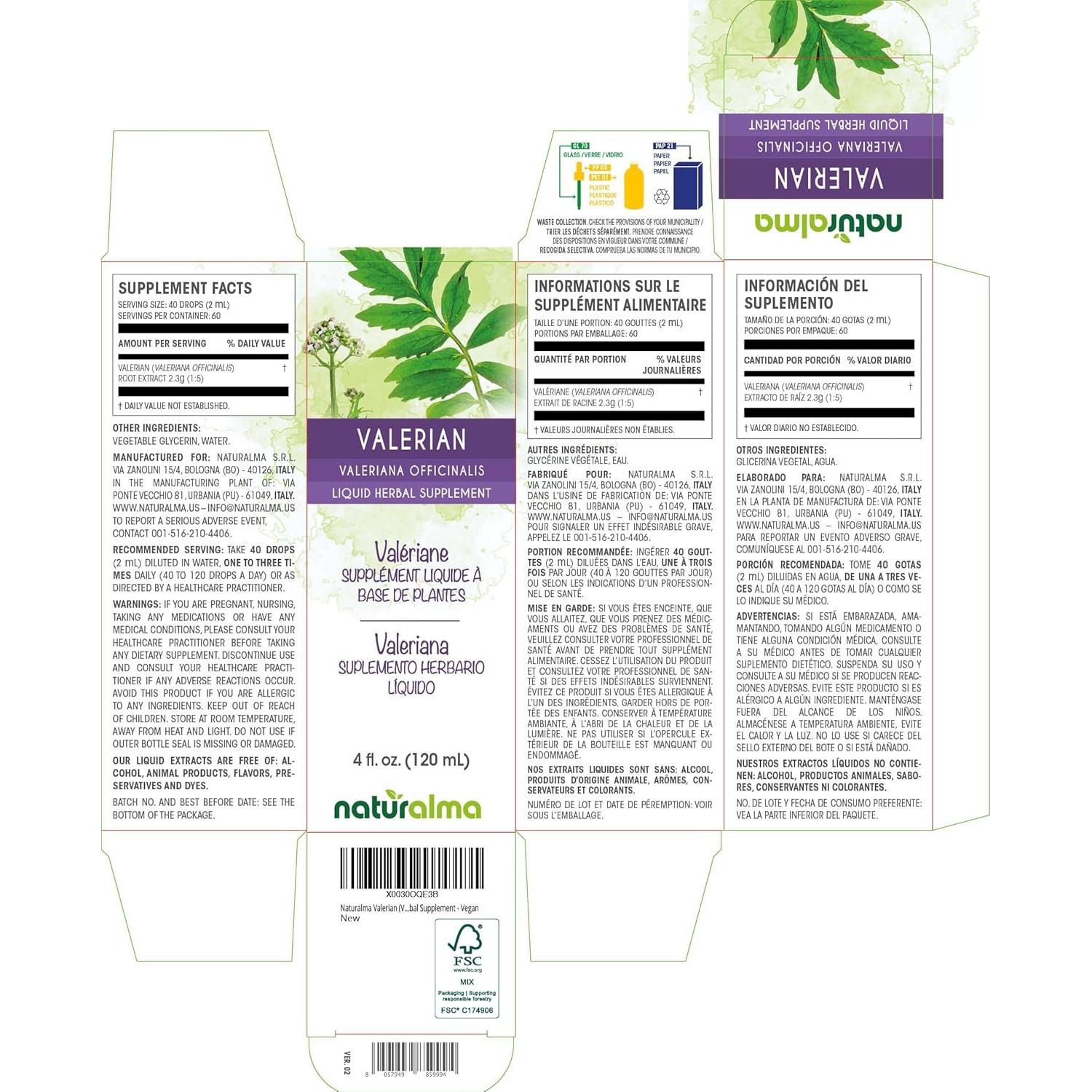 Extracto líquido de raíz de valeriana Naturalma 118.29 ml